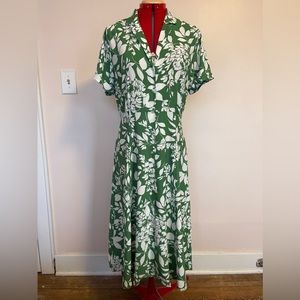 Ann Taylor Factory, green and white floral tea dress